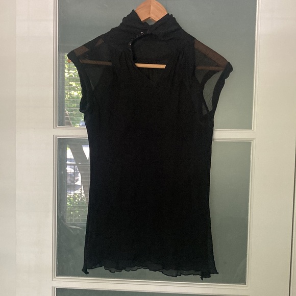 YIGAL AZROUEL black silk taffeta top size 4 - Picture 2 of 10